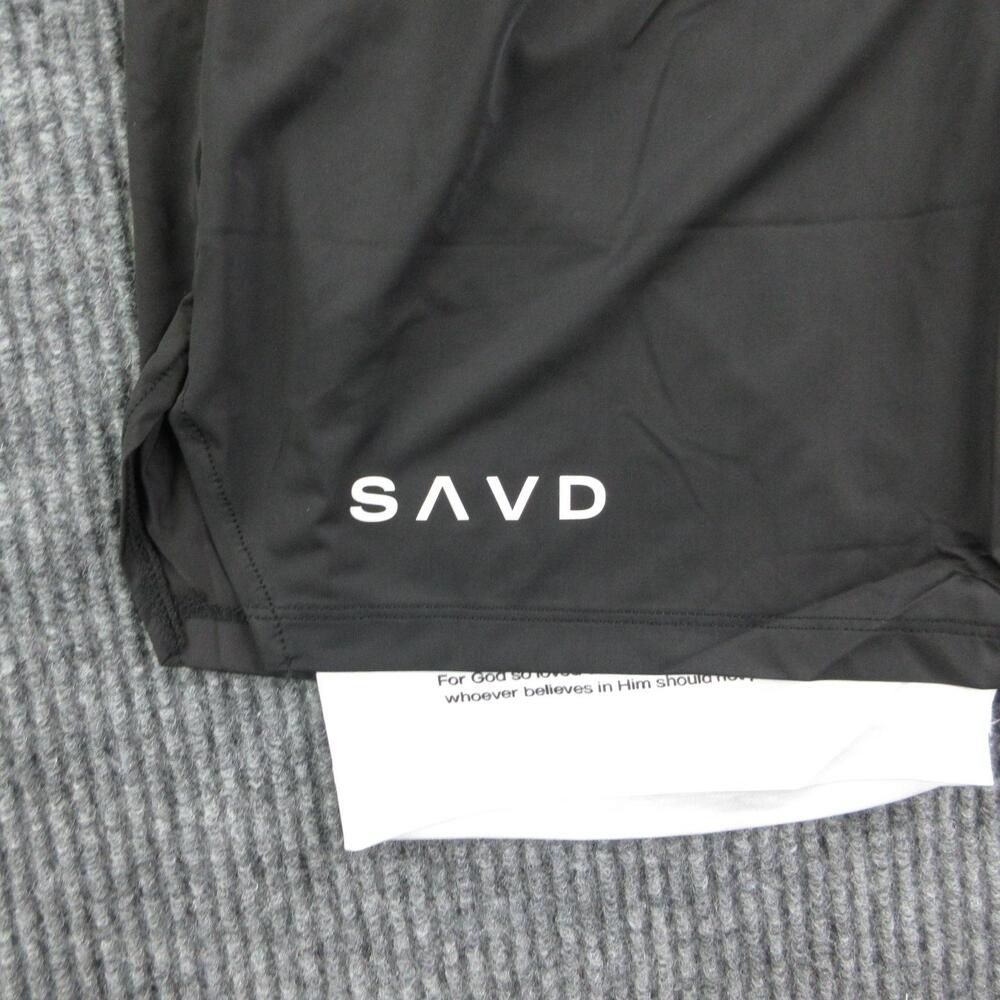 SAVD Shorts Mens L Black Athletic Microfiber Drawstring Pockets Lined 32x7* NWT - Picture 3 of 16